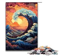 Rompecabezas psicodélico de 1000 piezas con olas al atardecer para adultos. Rompecabezas imposible para aliviar el estrés y para adolescentes a partir de 14 años. 1000 piezas (75 x 50 cm).