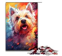 Rompecabezas psicodélico de terrier escocés (1000 piezas) para adultos y niños de Jigsaw. Rompecabezas de madera de 1000 piezas (75 x 50 cm).