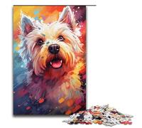 Rompecabezas psicodélico de terrier escocés de colores de 1000 piezas para adultos divertido juego familiar antiestrés desafío difícil 1000 piezas (38 x 26 cm)