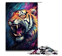 Rompecabezas psicodélico de tigre de 1000 piezas para adultos ideal para aliviar el estrés y para adolescentes a partir de 14 años. 1000 piezas (75 x 50 cm).