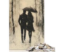 Rompecabezas vintage de pareja de carbón en un bosque nevado de 1000 piezas para adultos y adolescentes, ideal para decorar el hogar, 1000 piezas (75 x 50 cm)