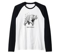 Rompere il silenzio Orso Geometrico Frantumato Pattern Simbolo Maglia con Maniche Raglan