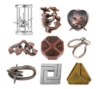Rompicapo 9 pezzi Sfida intellettuale Gioco mentale in metallo vintage Rimozione assemblaggio Riempitivi classici per sacchetti da festa per adulti Regalo di compleanno Rompicapo, Gioco mentale, Gioc