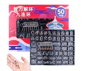 Rompicapo in Metallo - Gioco per l'Allenamento del Pensiero Logico | 50 Pezzi di Puzzle ad Intreccio Sbloccabili - per Bambini, Adolescenti, Adulti, Casa, Scuola, Viaggio,