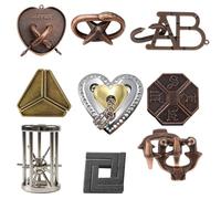 Rompicapo Metallo,Rompicapo Adulti,9 Pezzi Puzzle di Metallo,Puzzle ad Anello,Giochi Rompicapi in Metallos,iq Puzzles