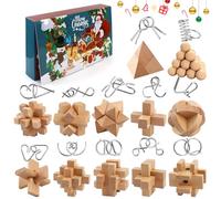 Rompicapo Puzzle Calendario dell'Avvento 2025, 24 Pezzi Conto alla Rovescia Regalo di Natale, 3D Unlock Interlock Metallo e Legno Puzzle Giocattoli