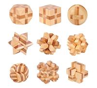 Rompicapo Puzzle Giocattoli di Legno, Rompicapo 3D ad Incastro, IQ Test Puzzle Brain Teaser Gioco Intelligenza Educativi Regalo per Bambini Adolescenti Adulti, 9 Pezzi