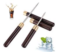 Rompighiaccio Cucina Punteruolo in Acciaio Inossidabile Sicurezza con Impugnatura in Legno Strumento per Bar Cucina Barman Picnic Campeggio Cocktail Marrone 2 Pezzi