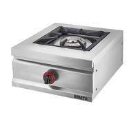 Romux Cucina industriale a Gas 1 Fuoco 45x50 cm Tavolo in Acciaio Inox con Regolatore di Fuoco e Termocoppia | Fornello a Gas Butano per Bar e Ristoranti