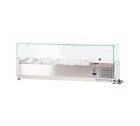 ROMUX® Vetrina con ingredienti refrigerata 120 x 39 x 44 cm in acciaio inox 4 vaschette GN 1/3 | Frigorifero con termostato digitale Dixell | Contatore Vetrina frigorifero