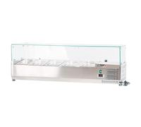 ROMUX® Vetrina con ingredienti refrigerata 140 x 39 x 44 cm in acciaio inox 5 vaschette GN 1/3 | Frigorifero con termostato digitale Dixell | Contatore Vetrina frigorifero