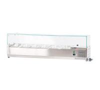ROMUX® Vetrina con ingredienti refrigerata 150 x 39 x 44 cm in acciaio inox 6 vaschette GN 1/3 | Frigorifero con termostato digitale Dixell | Contatore Vetrina frigorifero
