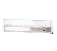 ROMUX® Vetrina con ingredienti refrigerata 160 x 39 x 44 cm in acciaio inox 7 vaschette GN 1/3 | Frigorifero con termostato digitale Dixell | Contatore Vetrina frigorifero