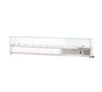 ROMUX® Vetrina con ingredienti refrigerata 200 x 39 x 44 cm in acciaio inox 10 secchi GN 1/3 | Frigorifero ingredienti con termostato digitale Dixell | Contatore Vetrina frigorifero