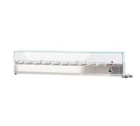 ROMUX® Vetrina con ingredienti refrigerata 200x33x44 cm in acciaio inox 8 secchi GN 1/4 | Frigorifero con termostato digitale Dixell | Contatore Vetrina frigorifero