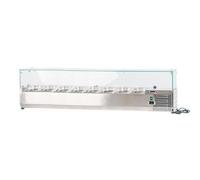 ROMUX® Vetrina di ingredienti refrigerata 160x33x44 cm in acciaio inox 8 secchi GN 1/4 | Frigorifero con Ingredienti con Termostato Digitale Dixell | Contatore Vetrina frigorifero