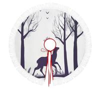 Ronde Noël Tree Skirt,Illustration D'Un Cerf Animal Sauvage Couverture Décorative D'Arbre,Couverture De Sapin De Vacances,Jupe D'Arbre De Noel Blanc Pour La Maison