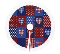 Ronde Noël Tree Skirt,Motif À Carreaux En Forme Cœur Couverture Décorative D'Arbre,Couverture De Sapin De Vacances,Jupe D'Arbre De Noel Rouge Pour La Maison