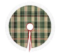 Ronde Noël Tree Skirt,Motif À Carreaux Verts Couverture Décorative D'Arbre,Couverture De Sapin De Vacances,Jupe D'Arbre De Noel Vert Forêt Pour La Maison
