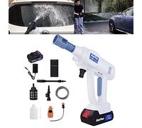 Rondella ad alta pressione a batteria con 2 batterie da 21 V, 1,3 Ah, 25 bar, idropulitrice portatile con ugello multiuso, lancia lunga, tubo da 5 m, per la pulizia di auto, giardino, finestre