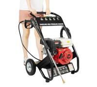Rondella ad alta pressione a benzina da 6,5 CV, 4 tempi, 4900 W, max. 190 bar, pressione di lavoro, idropulitrice professionale per auto e terrazze, con potente pistola a spruzzo, 5 tubi per ugelli