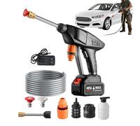 Rondella ad alta pressione, lavaggio auto portatile da 38 cm con ugello regolabile, idropulitrice ricaricabile resistente per qualsiasi fonte d'acqua, idropulitrice portatile professionale per patio