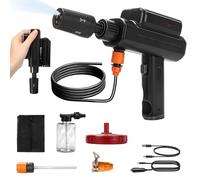 Rondella ad alta pressione portatile senza fili con batteria da 12000 mAh, pulitrice a mano pieghevole, max 250 PSI, con ugello 5 in 1, tubo da 5 m, serbatoio di schiuma e filtro per auto, biciclette
