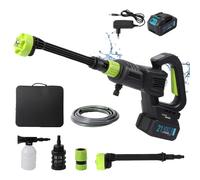 Rondella ad alta pressione senza fili, 21 V 15000 mAh, pulitore ad alta pressione sulla batteria, 3 velocità, 6 in 1 ugello multiuso, tubo 5 m, per balcone, auto, giardino (1 batteria 1 caricabatterie