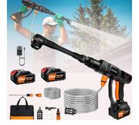 Rondella ad alta pressione senza fili con doppia batteria da 3000 mAh, pistola ad acqua da 21 V, con ugelli da 6 in 1, 270 l/h max Flow Rate Power Washer per recinzione, auto, irrigazione a terra