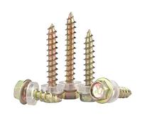 Rondella esagonale con viti autoforanti a tampone, viti autofilettanti con coda a punta, piastrelle in acciaio color ferro, viti in zinco e legno duro, standard nazionale M5-M5 * 19 * 20 pezzi