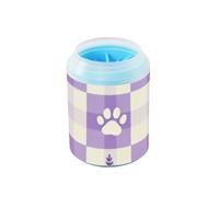 Rondella per zampe di cane a scacchi beige e viola, portatile, con spazzola in silicone morbido, essenziale per tutti i proprietari di animali domestici, per cani di taglia piccola, media e grande