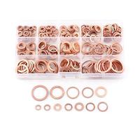 Rondella Piana Tenuta, Assortimento Di 280 Pezzi Rondelle In Rame Schiacciate 12 Diverse Dimensioni Kit Assortito Rondelle Metriche In Rame Anello Guarnizione Rotondo In Ottone Migliorato Tappo Del