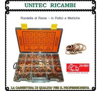 Rondella rame scatola in pollici e metriche cassetta assortimento da 344 pz