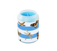 Rondella riutilizzabile a forma di farfalla a righe bianche blu con spazzola in silicone morbido spazzola da bagno adatta per cani di taglia piccola, media e grande