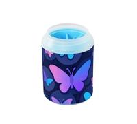 Rondella riutilizzabile per zampe con farfalla viola con spazzola morbida per massaggio, kit di pulizia per cani e razze di gatti di taglia piccola e media