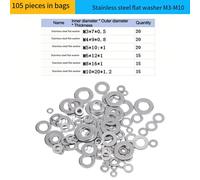 Rondelle Piatte Acciaio 105PCS Kit Assortito per Uso Cassetta Attrezzi Offi