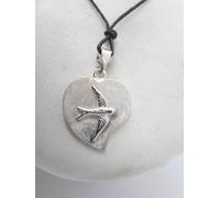 Rondine : Ciondolo con Cuore in Argento 925 - Pendente Uccello - Balestruccio