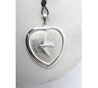 Rondine : Ciondolo con Cuore in Argento 925 - Pendente Uccello - Balestruccio