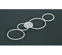 RONDO PLAFONIERA LED 37W 4800lm, 3000K 4 CERCHI METALLO BIANCO OPACO DIMMERABILE CON INTERRUTTORE A PARETE L. 97CM