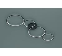 RONDO PLAFONIERA LED 37W 4800lm, 3000K 4 CERCHI METALLO NERO OPACO DIMMERABILE CON INTERRUTTORE A PARETE L. 97CM