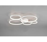 RONDO PLAFONIERA LED 49W 5800lm, 3000K 5 CERCHI METALLO BIANCO OPACO DIMMERABILECON INTERRUTTORE A PARETE L. 59CM