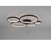 RONDO PLAFONIERA LED 49W 5800lm, 3000K 5 CERCHI METALLO NERO OPACO DIMMERABILE CON INTERRUTTORE A PARETE L. 59CM
