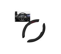 Rondrive Coprivolante per auto, in pelle scamosciata, universale, segmentato, set da 3 pezzi, antiscivolo, in pelle, 37-39 cm, per volante a forma di D, forma rotonda, 99% auto, SUV, nero