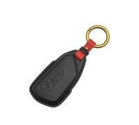 Rondrive Custodia in pelle per chiave auto, compatibile con Cupra Formentor Born Ateca Leon Tavascan per Ford Capri EV 2025 2026 Macaron, custodia portachiavi a forma di chiave, colore nero