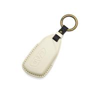 Rondrive Custodia in pelle per chiave auto, compatibile con Cupra Formentor Born Ateca Leon Terramar per Ford Capri EV 2025 2026 Macaron, portachiavi A bianco crema