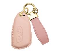 Rondrive Custodia in pelle per chiave auto, compatibile con Skoda Elroq Enyaq Octavia Superb Kodiaq Epiq Peaq 2025 2026 per Seat Macaron, portachiavi B rosa