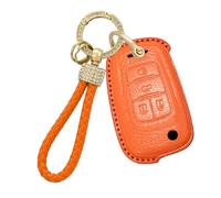 Rondrive Custodia per chiave auto adatta per Vauxhall Viva, adatta per Chevrolet Spark 2014 Spark 2018 Camaro Epica Impala Sail Custodia in pelle per chiavi a ribalta Cover regalo arancione A