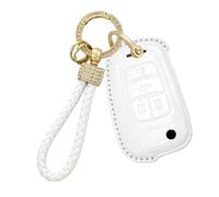 Rondrive Custodia per chiave auto adatta per Vauxhall Viva, adatta per Chevrolet Spark 2014 Spark 2018 Camaro Epica Impala Sail Custodia in pelle per chiavi a ribalta per chiavi, regalo bianco A