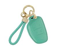 Rondrive Custodia per chiave auto compatibile con Buick Enclave Encore Envision 2021-2026, realizzata a mano, in pelle, con portachiavi con diamante, color foglia di tè