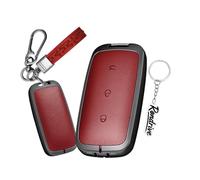 Rondrive Custodia per chiave auto, compatibile con Geely EX5 2025 2026 Galaxy EX5 EX5 EM-I Starray EM-i Metallo+Pelle Custodia portachiavi con 3 tasti B Rosso